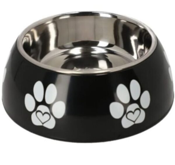 Pet Bowls Black with Paw Prints